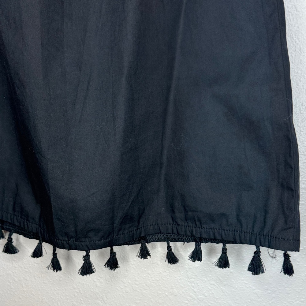 Vineyard Vines Black Cotton Dress XS NWT Ruffle Strap Tassel Hem - Picture 5 of 11